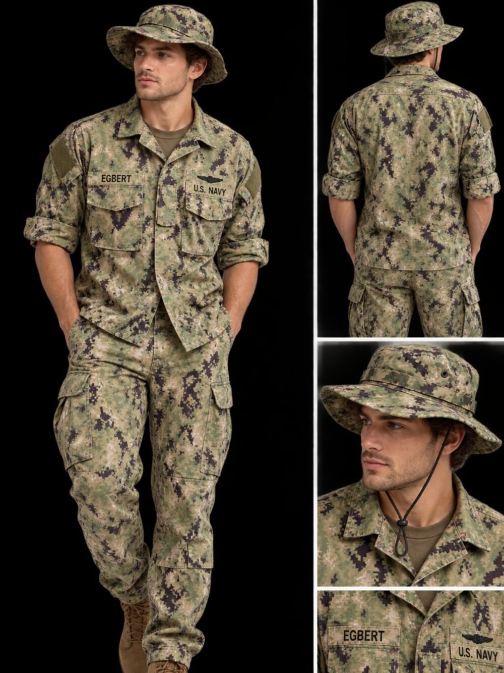 U.S. Navy NWU Type III AOR2 Camo Uniform Set M Long – M Regular + Hat